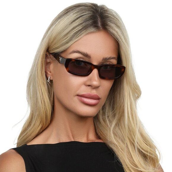 Prada Women Sunglasses Havana Grey Rectangle PRB06S 15W03N NEW AUTHENTIC